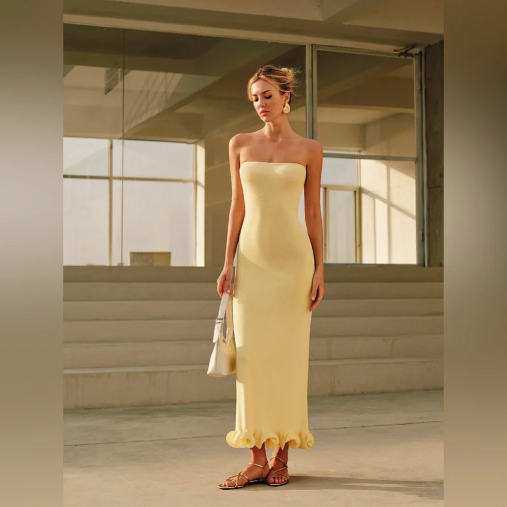 Commense Yellow Strapless Sheath Dress - Picture 1 of 3